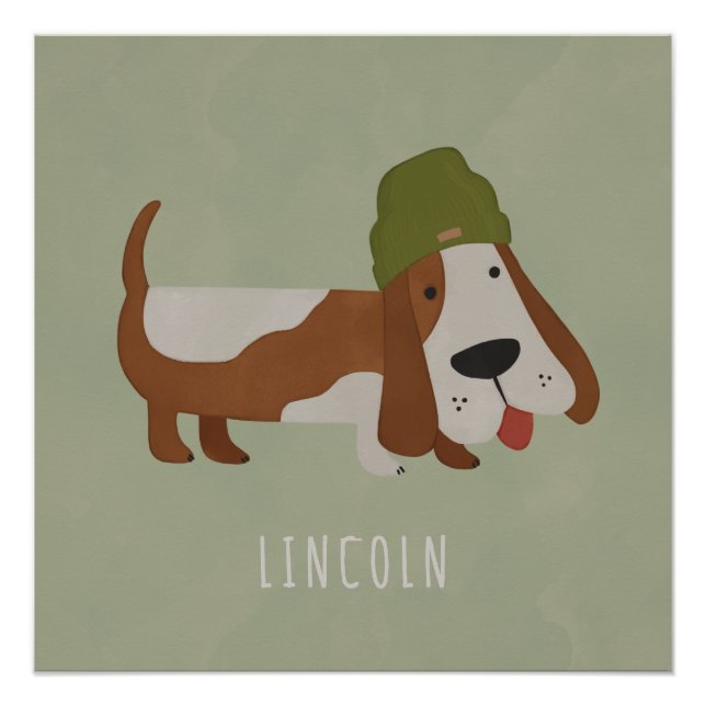 Póster Cachorro Fofo com um Gorro/Touca personalizado (Frente)