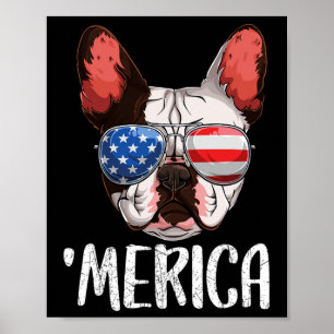 Poster Cachorro Francês Cachorro 4 De Julho Bandeira Amer