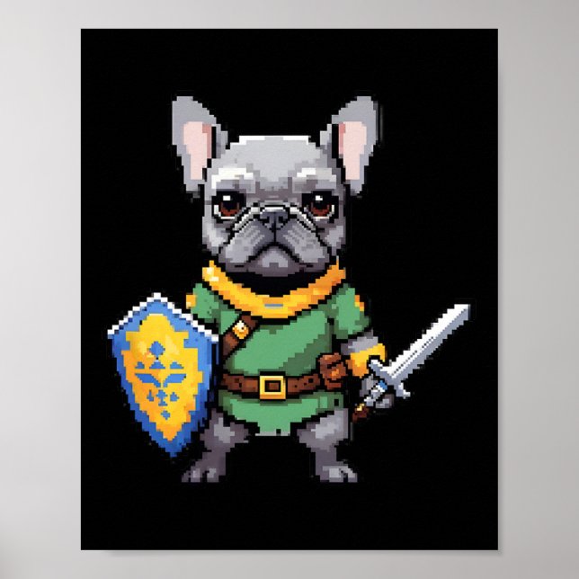 Poster Cachorro Francês Cachorro Como Caractere De Jogo D (Frente)