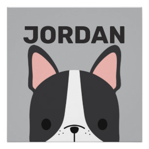 Póster Cachorro francês fofo com nome personalizado