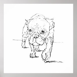 Poster Cachorro francês fofo, Ilustração de cachorro