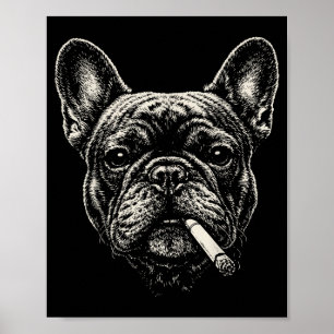 Poster Cachorro fumando cigarro engraçado meme do Bulldog