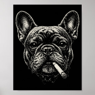 Poster Cachorro fumando cigarro engraçado meme do Bulldog