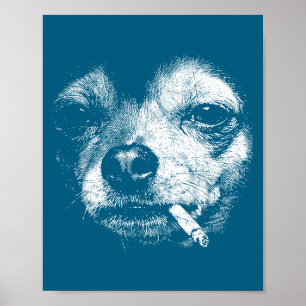 Poster Cachorro fumando cigarro meme engraçado de Chihuah