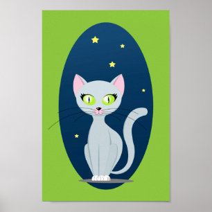 Póster Cachorro Gato Fresco Céu Cartoon Personalizado