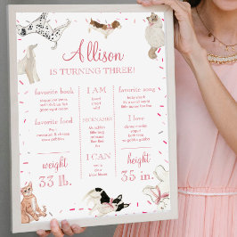 Poster Cachorro Gato-Pata-Rosa Menina Rosa Sinal de Miles