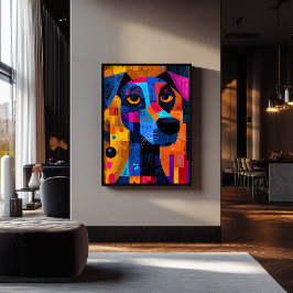 Poster Cachorro Geométrico Expressionista – Arte Abstrata