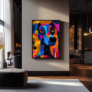 Poster Cachorro Geométrico Expressionista – Arte Abstrata