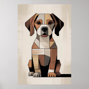 Poster Cachorro Geométrico Mosaico - Beagle