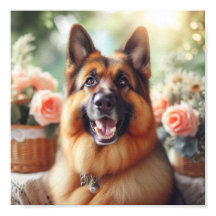 Cachorro German shepherd doce com um sorriso brilh