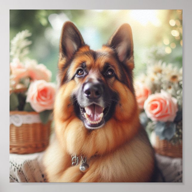 Poster Cachorro German shepherd doce com um sorriso brilh (Frente)