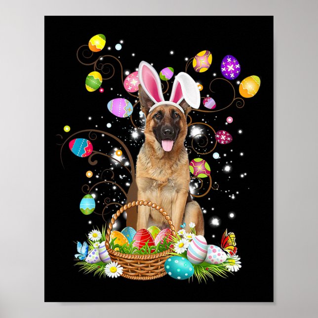 Poster Cachorro german shepherd Páscoa Ovina caçadora de  (Frente)