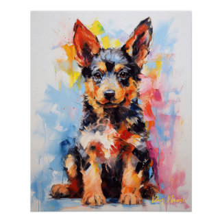 Póster Cachorro German shepherd Super Bonito 004 - Xeno L