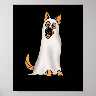 Poster Cachorro german shepherd Vestindo Fantasma Engraça
