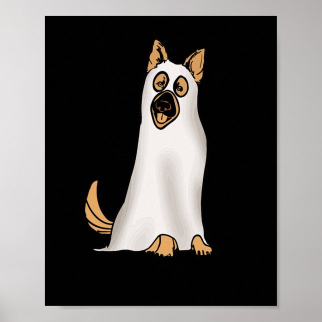 Poster Cachorro german shepherd Vestindo Fantasma Engraça (Frente)