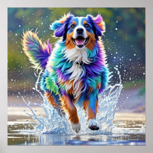 Poster Cachorro gigante colorido feliz brincalhão engraça
