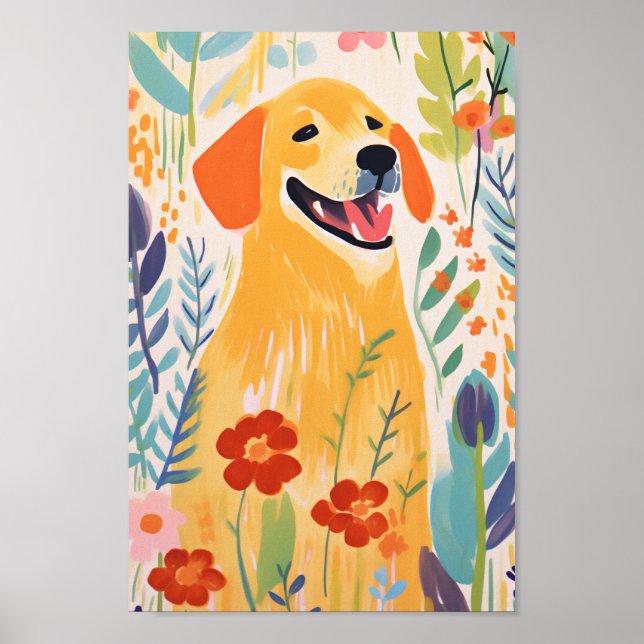 Poster Cachorro giro em jardim (Frente)