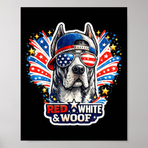 Poster Cachorro grande e divertido vermelho branco e woof