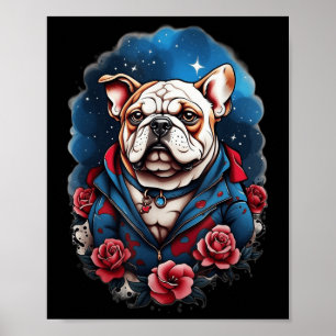 Poster Cachorro-Grande Estilo de Tatuagem na Escola Antig
