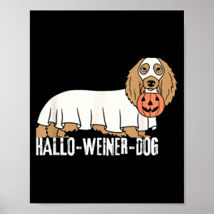 Poster Cachorro Hallo-Weiner-Dog Dachshund Dia das Bruxas