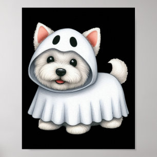 Poster Cachorro Halloween Costume Fantasma West Highland 