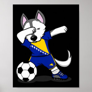 Poster Cachorro Husky Dabbing Bósnia e Herzegovina Futebo