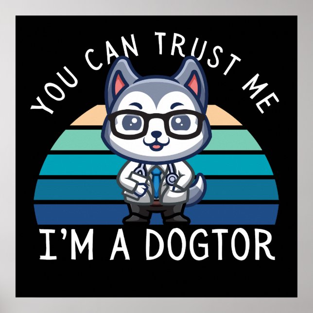 Poster Cachorro Husky Kawaii Engraçado Médico (Frente)
