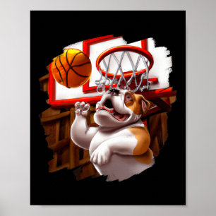 Poster Cachorro Inglês Jogando Bâlei Diversão De Basquete