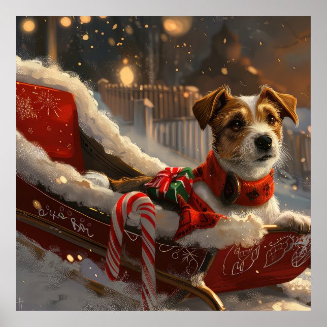Poster Cachorro Jack Russell Natal Festivo (Frente)