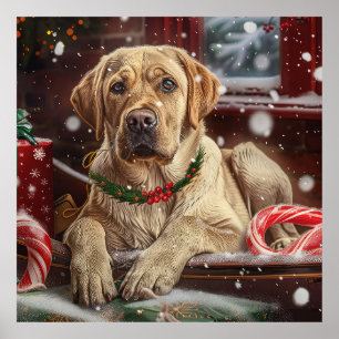 Poster Cachorro Labrador Festa de Natal