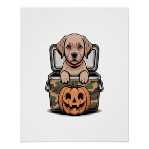 Póster Cachorro Labrador Marrom Dia das Bruxas Assustador
