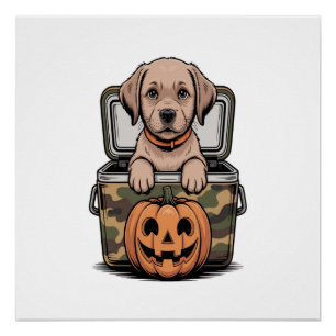 Póster Cachorro Labrador Marrom Halloween Assustador