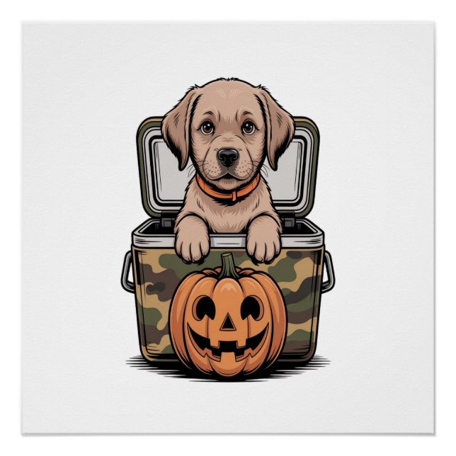 Póster Cachorro Labrador Marrom Halloween Assustador (Frente)