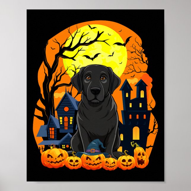 Poster Cachorro Labrador Preto Com Abóboras Engraçado Ass (Frente)