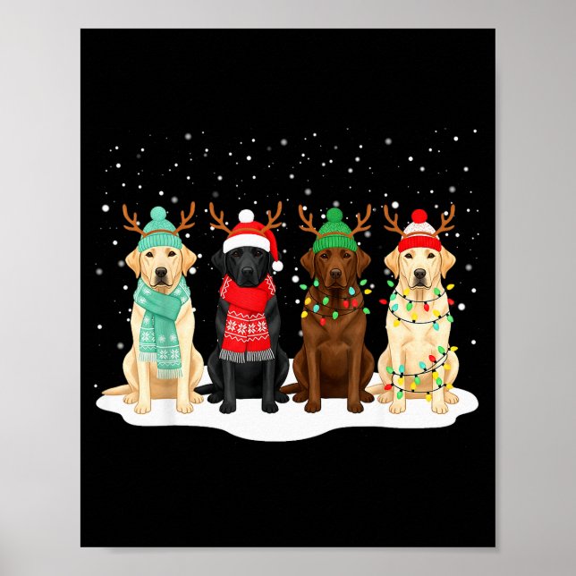 Poster Cachorro Labrador Preto do Natal Equipe Correspond (Frente)