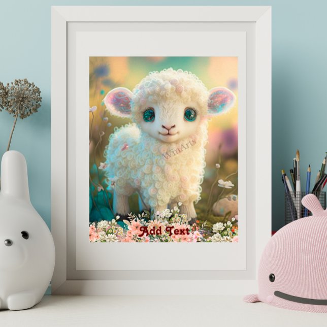 Poster Cachorro Lamb Flores Nursaria Colorido Caprichoso  (Criador carregado)