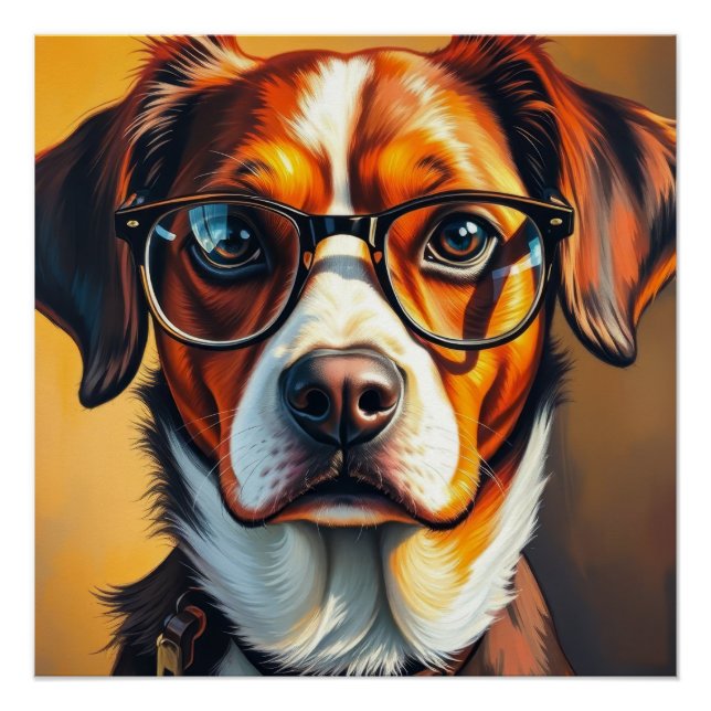 Póster Cachorro Legal com Óculos de Sol (Frente)