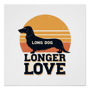 Póster Cachorro Longo Amor Mais Longo Vintage Dachshund P