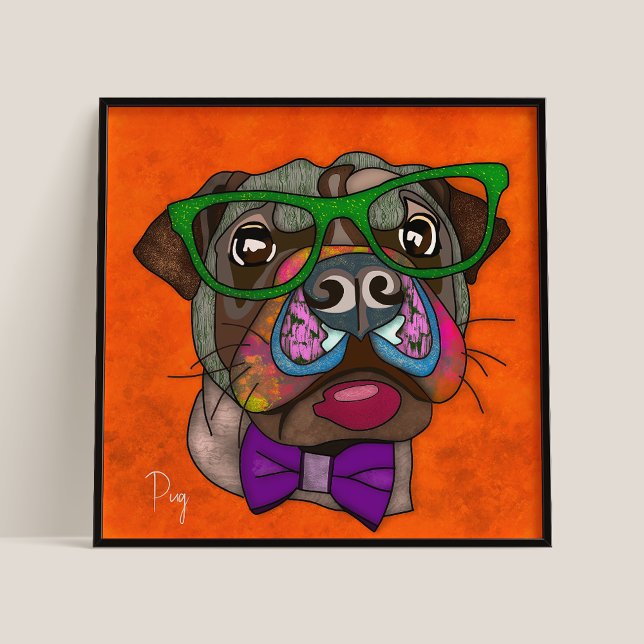 Poster Cachorro Louco pintado à mão (Criador carregado)