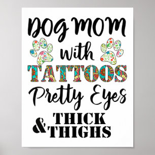 Poster Cachorro Mãe Com Tatuagens Olhos Bonito Espessos E