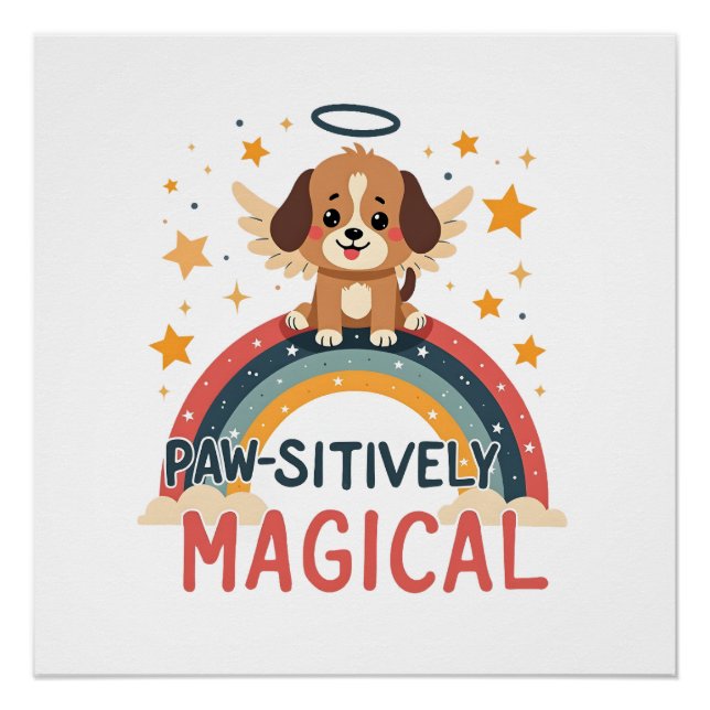 Póster Cachorro Mágico Positivamente Antigo Arco-íris Anj (Frente)