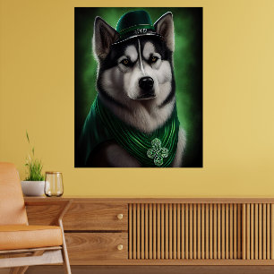 Poster Cachorro Malamute do Alasca vestido para o Dia de