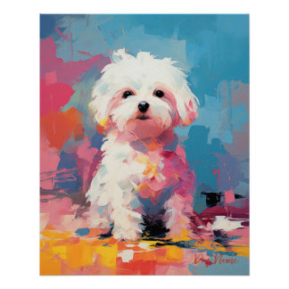 Póster Cachorro Maltês Super Bonito Puppy 003 - Xeno Luci