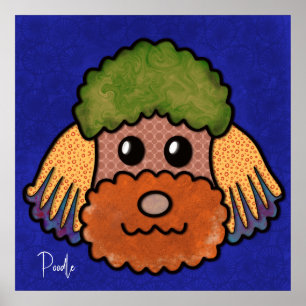 Poster Cachorro maluco Rosto com padrões abstrato