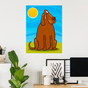 Poster Cachorro Marrom Engraçado Sentado no Sol