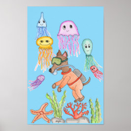 Poster Cachorro Mergulhador do Mar Profundo