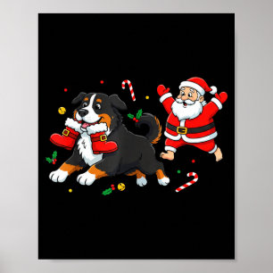 Poster Cachorro Montanha Bernesa Botas Papai Noel Natal W