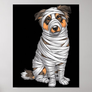 Poster Cachorro Múmia do Pastor Australiano no Halloween