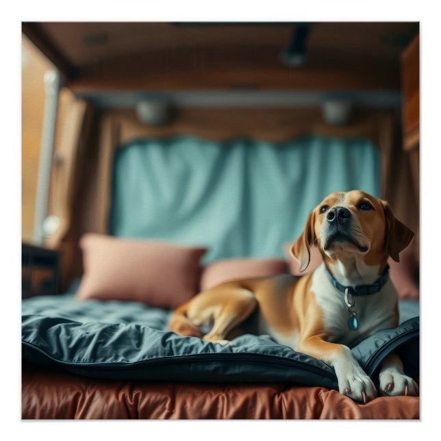 Póster Cachorro na Cama (Frente)