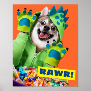 Poster Cachorro na fantasia de dinossauro